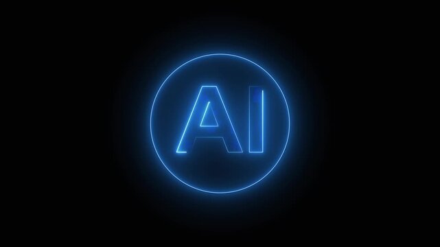 Modern AI symbol represents advanced machine learning models. Futuristic AI symbol visualizes automated artificial intelligence processing. Corporate technology with digital AI symbol.