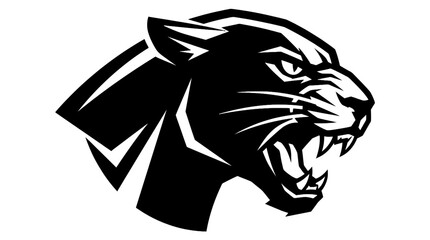Aggressive black panther head mascot roaring with open mouth © Hotel