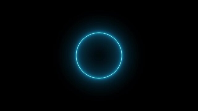 Vibrant neon circle provides a modern abstract frame border. Glowing neon circle highlights digital corporate presentation layouts. Creative motion graphic design with a neon circle.