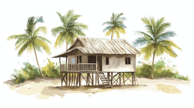 Dadanawa Ranch. Dadanawa Ranch hand drawn watercolor illustration
