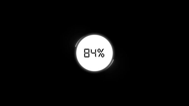 Digital progress indicator tracks database file download percentages. Interactive progress indicator monitors software installation data online. User interface showing progress indicator.