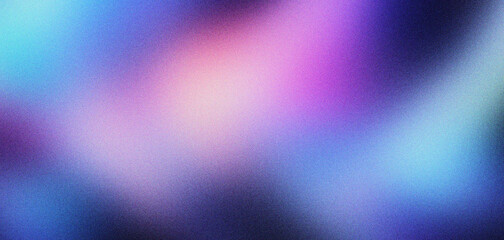 Obraz premium Abstract grainy gradient background with purple and blue neon light leaks, soft blurred texture for modern digital art, vibrant colorful aesthetic backdrop for social media and web design.