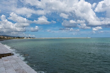 Obraz premium Seafront of Sant'Agata di Militello, an Italian municipality in the city of Messina in Sicily.