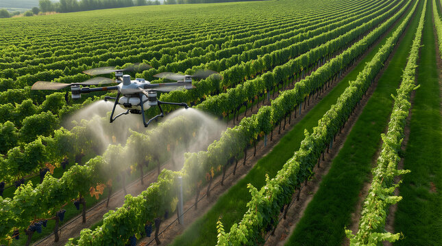 agriculture drone in vineyard or grape orchard