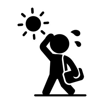 Heatstroke prevention and hot weather safety icon