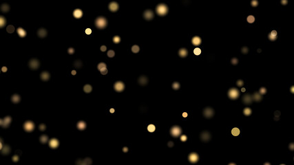 golden bokeh light particles falling isolated on black background abstract gold glitter blur circle festive overlay christmas holiday magic luxury shine © Celt Studio