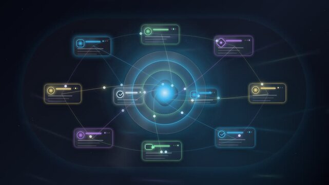 Multi-Agent Orchestration Background with Central Agent Command Hub 4K Loop