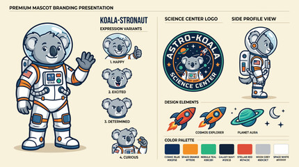 Koala Astronaut with Science Center Logo. © stock