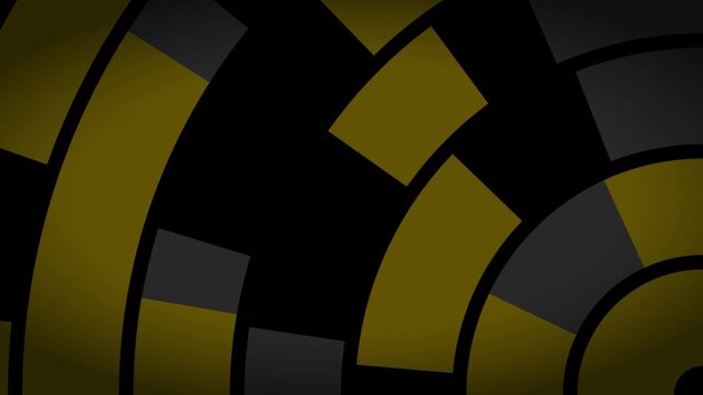 黒と金の回転する回転する幾何学サークルの抽象モーション背景アニメーション（文字スペースあり）