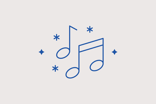 Music notes line icon for melodic song composition. Dynamic vector illustration for audio player application apps.