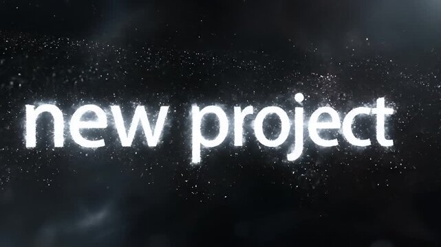 New Project Glowing Text Particle Animation Background.