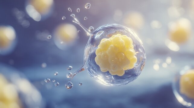 Close-up of a Human Egg Cell and Sperm Cell in Fertilization Process