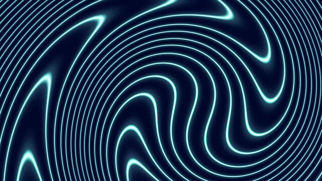 Glowing blue wavy lines form a swirling abstract pattern on a dark background, creating a modern futuristic light texture for technology, music, wallpaper or design use