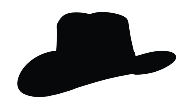Cowboy hat silhouette represents a classic western accessory in a clean and minimalist graphic design, providing a sharp and recognizable icon that is perfect for branding or thematic layout.