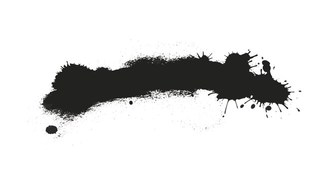 High-contrast black and white abstract ink blot texture featuring organic shapes, messy splatters, and grimy grain on a clean white background, ideal for vector design overlays.
