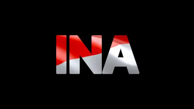 The text INA is an abbreviation of "Indonesia" with an animation of the red and white flag in it.