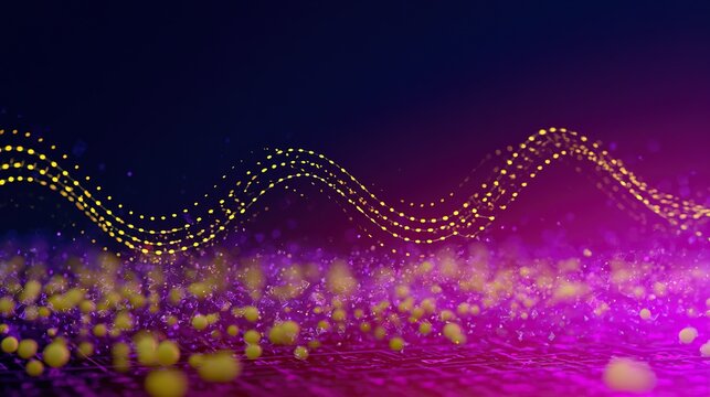 Abstract financial growth chart with wave and dot matrix background