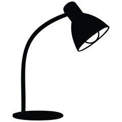 Simple desk lamp silhouette icon vector illustration for office or study space lighting. © MST