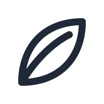 Organic leaf line icon, natural health wellness outline symbol