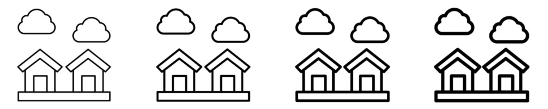Residential Area  Icon Set Different Style Collection
