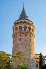 Obraz premium Galata Tower in Istanbul, Turkey under clear blue sky