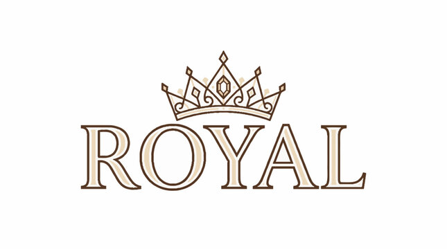 Royal text logo with a decorative crown illustration above the word in a minimalist brown and beige color scheme on a white background