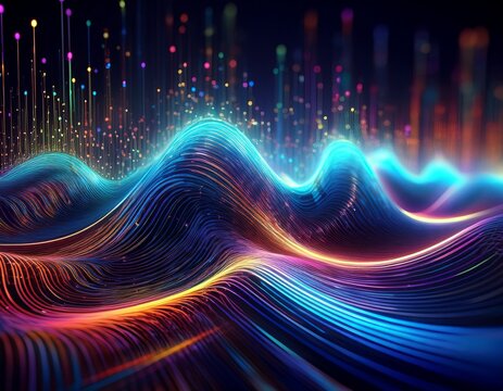 abstract 3d data flow and stream representing quantum technology
