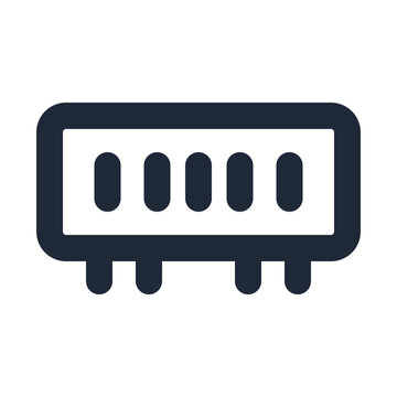RAM memory line icon, computer hardware technology outline symbol