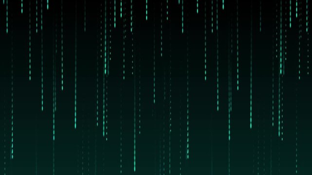 Teal Digital Rain Effect with Falling Dots abstract animated