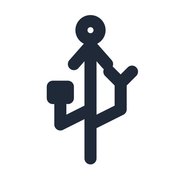 USB line icon, connector data transfer technology outline symbol