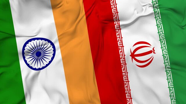 India vs Iran flag animation seamless loop close-up. 4K