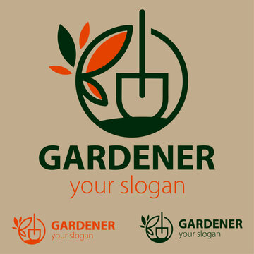 logo paysagiste jardinier pelle arbre