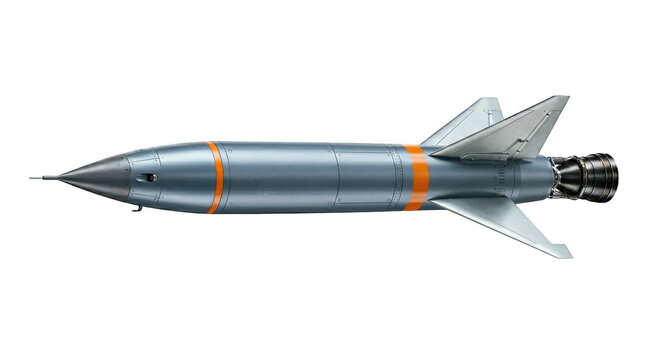 Modern military cruise missile isolated on transparent background