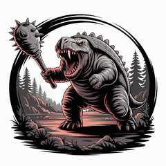 Tyrannosaurus Rex Holding Club Weapon. © Tata