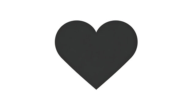 Simple dark gray heart icon on a white background, a basic symbol for love, romance, or health
