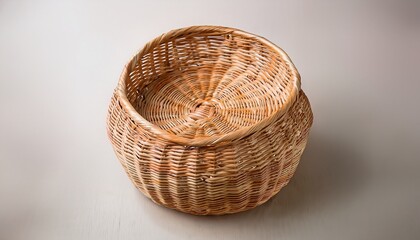 Fototapeta premium Isolated Woven Basket Natural Straw Neutral Tones