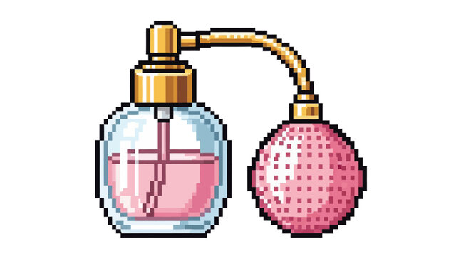 Vintage Pixel Art Perfume Bottle with Bulb Sprayer.