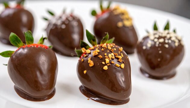 Chocolate covered strawberries with colorful sprinkles.