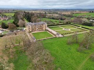 Naklejka premium Montacute house Somerset England drone aerial view