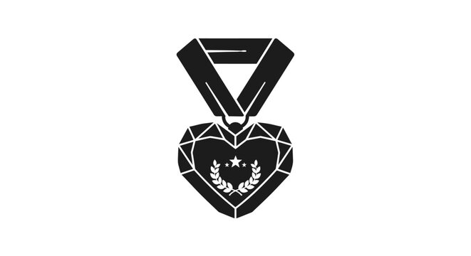 Black heart shaped medal icon.