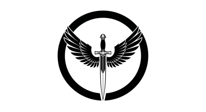 Winged dagger logo symbol icon.