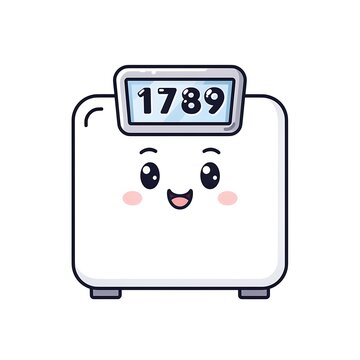 Cute cartoon pig face with year 1789 on smartphone.