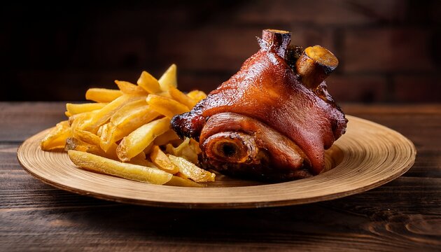 roast pork knuckle with french fries ia generate