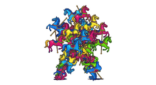 Carousel Horse Robot Abstract Art.