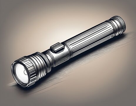 single continuous line drawing of a modern flashlight featuring a minimalist black outline style and a simple clean aesthetic presented with artistic simplicity
