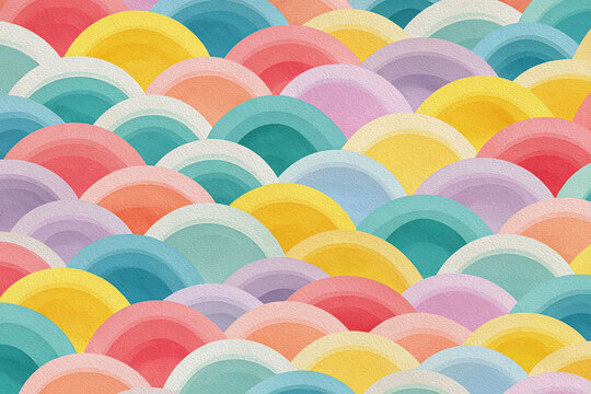 Colorful overlapping scale pattern background with paper texture