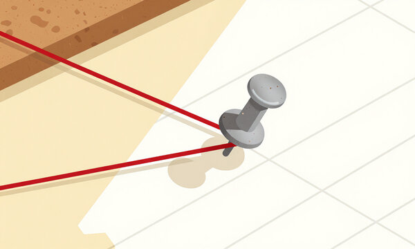 vivid reveals rustic corkboard map bathed warm soft light vibrant red string meticulously wrapped around