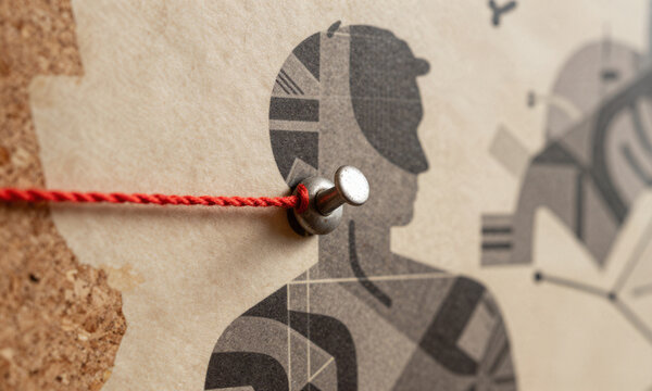 vivid reveals rustic corkboard map bathed warm soft light vibrant red string meticulously wrapped around