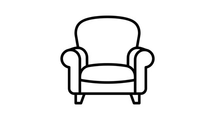 Fototapeta premium Simple bold line armchair icon isolated on white.