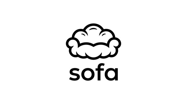 Modern cloud shaped sofa logo design on white background.